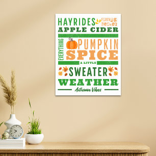 Modern Autumn Fall Word Art Poster