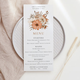 Modern Autumn Floral Bouquet Wedding Menu