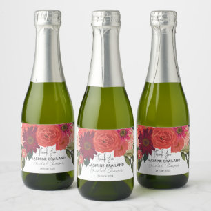 Modern Autumn Floral Bridal Shower Thank You Sparkling Wine Label