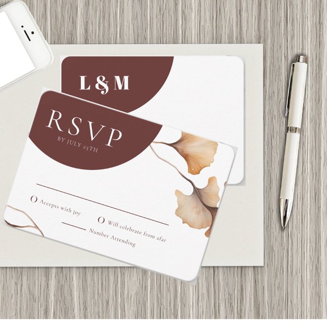 Modern Autumn Floral Minimalist Wedding RSVP Card (Creator Uploaded)
