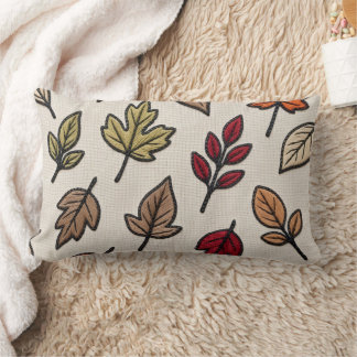 Modern Autumn Leaves Embroidered Aesthetic Lumbar Cushion