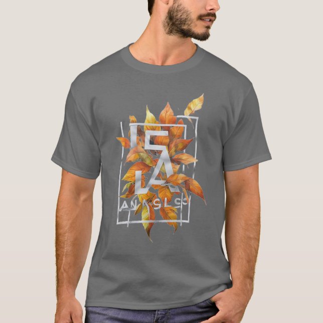 Modern Autumn Leaves Typography T-Shirt (Front)