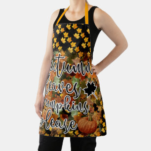 Modern Autumn Pumpkin Leaves Apron