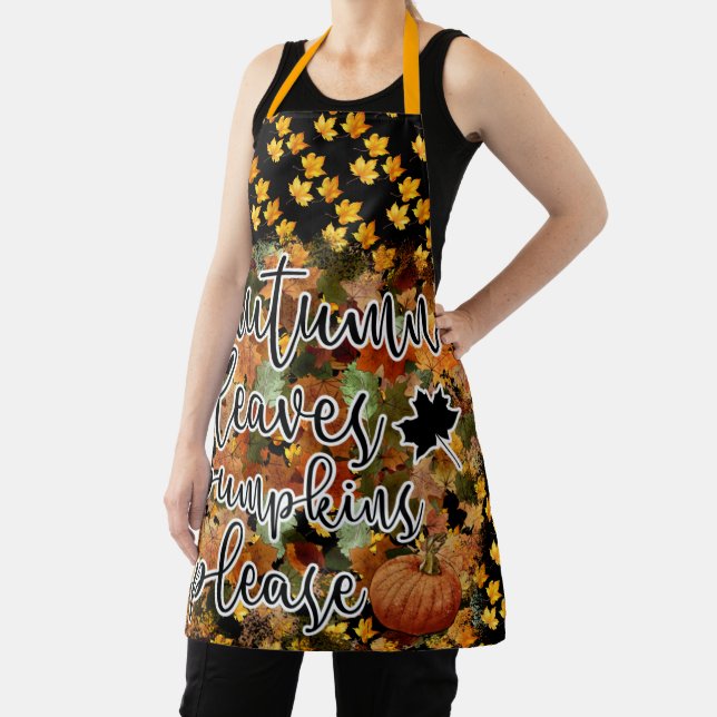 Modern Autumn Pumpkin Leaves Apron (Insitu)