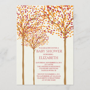 Modern Autumn Trees Neutral Baby Shower Invitation