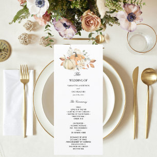 Modern Autumn Watercolor Pumpkins & Flowers  Menu