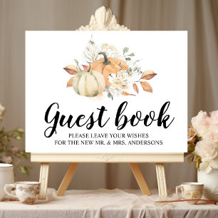 Modern Autumn Watercolor Pumpkins & Flowers  Poster