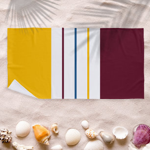 Modern Autumnal Mulberry Amber Stripes Beach Towel