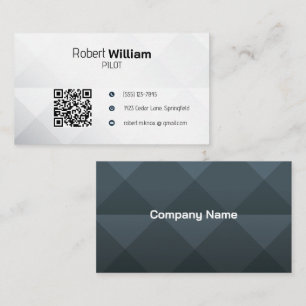 Modern Aviation with QR Code Minimal Black White Business Card