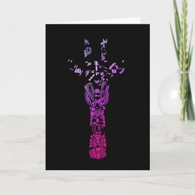 Modern Aztec Giraffe Rainbow And Black Card (Front)