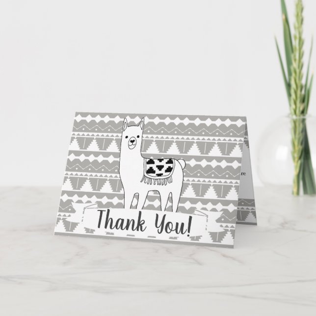 Modern Aztec Llama & Tribal Pattern Thank You (Front)