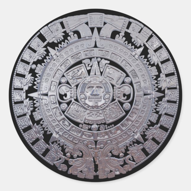 Modern Aztec Mayan Calender Classic Round Sticker (Front)