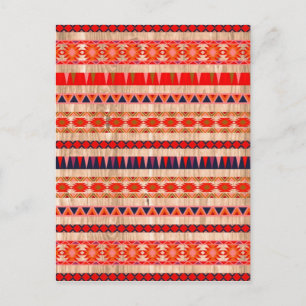 Modern Aztec Pattern on Wood Postcard