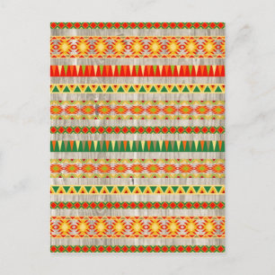 Modern Aztec Pattern on Wood Postcard