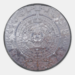 Modern Aztec Sun Stone Classic Round Sticker