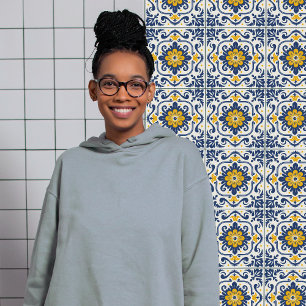 Modern Azulejo Blue Yellow Portuguese Lisbon Tile