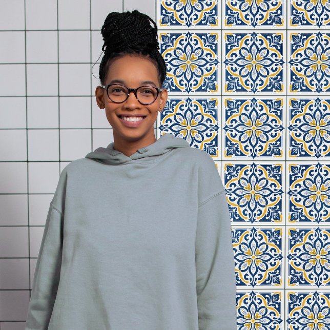 Modern Azulejo Blue Yellow Portuguese Lisbon Tile (Creator Uploaded)