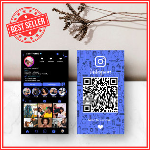 Modern Azure Blue Hair Salon Instagram QR Business Card