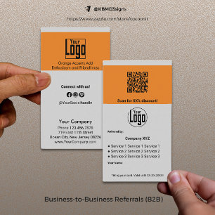 Modern B2B Services QR Code Grey  Referral Card