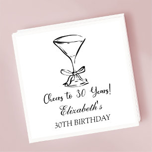 Modern B&W Cheers to 30 years Birthday Napkins