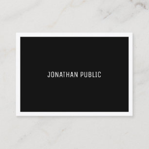 Modern B&W Elegant Black And White Simple Plain Business Card