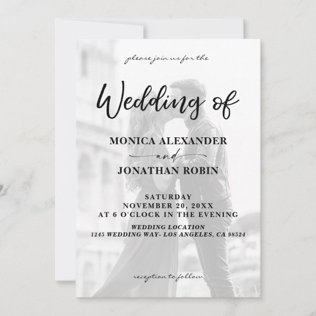 Modern B&W Photo Vertical 2 Wedding Invitation (Front)