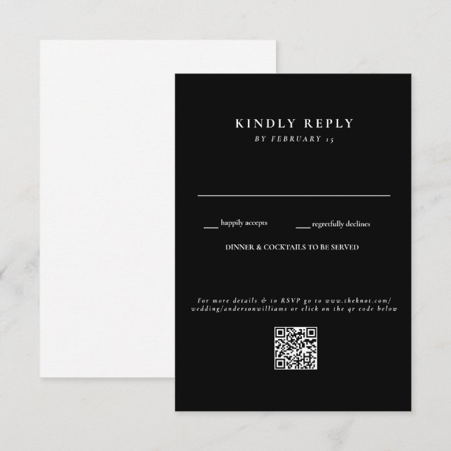  Modern B/W Wedding QR Code RSVP Card (Front/Back)