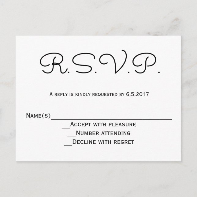 Modern b&w wedding rsvp cards (Front)