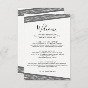 Modern B&W Wedding Welcome Itinerary Card
