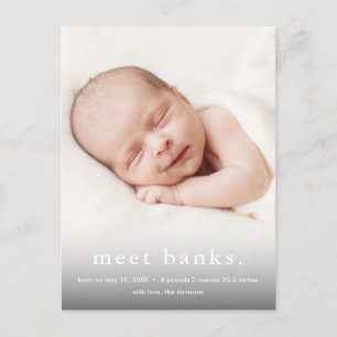 Modern Baby 3 Photo Birth Announcement Postcard