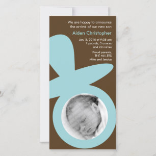Modern Baby Announcement - Blue Pacifier