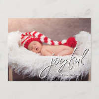 Modern Baby birth announcement Joyful script