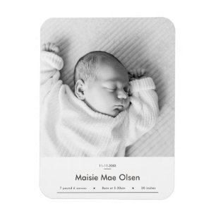 Modern Baby Birth Announcement Photo Card Magnet