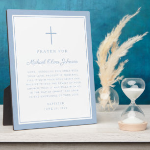 Modern Baby Blue Boy Baptism Prayer Plaque