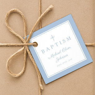 Modern Baby Blue Thank You Baptism Favour Tags