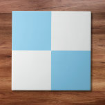 Modern Baby Blue White Chequered Ceramic Tile<br><div class="desc">This minimalist ceramic tile features a modern chequered pattern in baby blue and white.</div>
