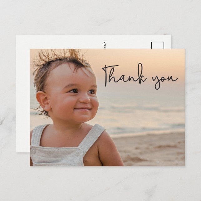 Modern Baby Boy 1st Birthday Thank you  Postcard (Front/Back)