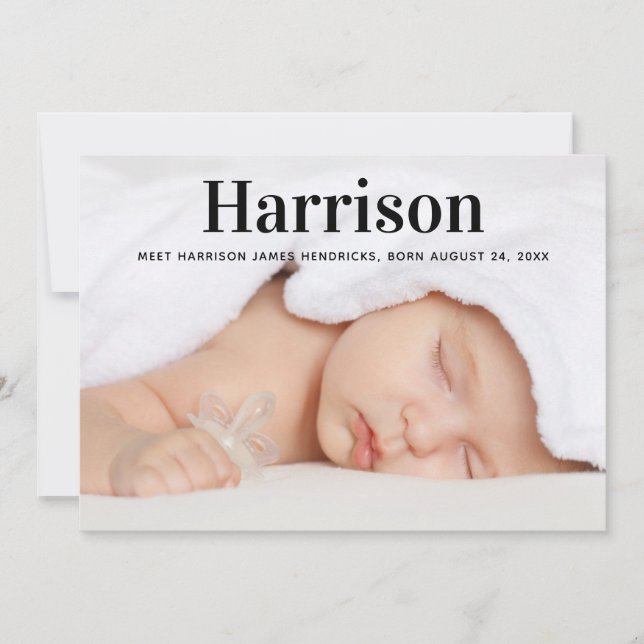 Modern Baby Boy Birth Announcement (Front)