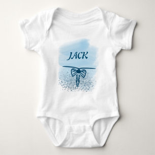 Modern baby boy blue custom name bodysuit