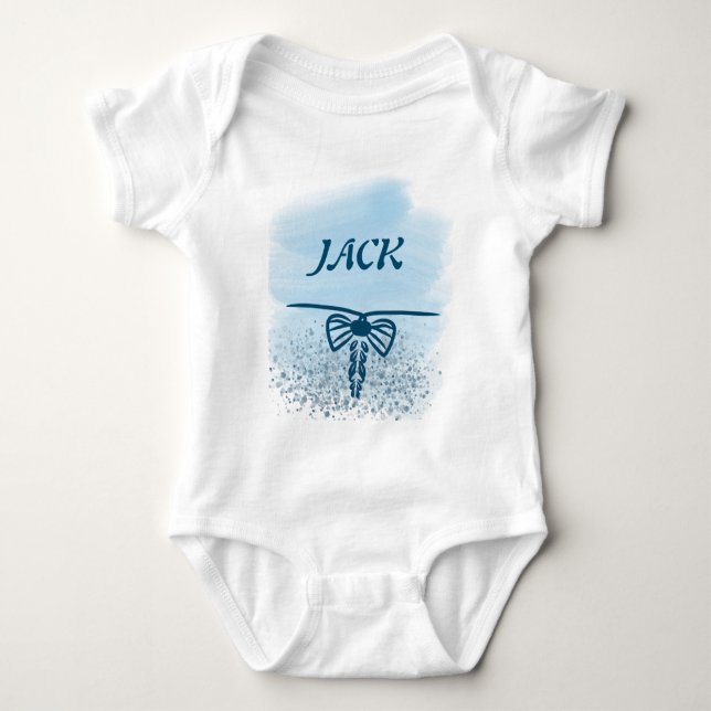 Modern baby boy blue custom name bodysuit (Front)