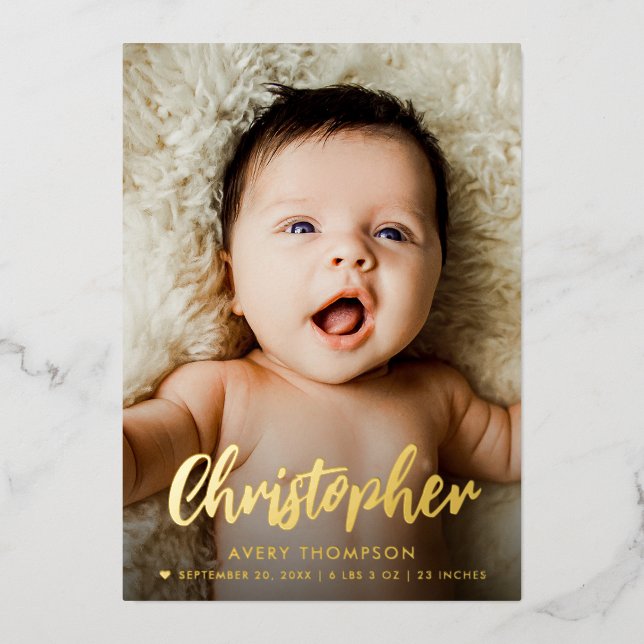 Modern Baby Boy Name script custom photo birth  (Front)