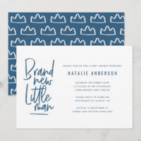 Modern baby boy shower party invitation