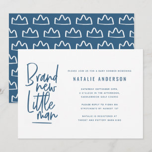 Modern baby boy shower party invitation
