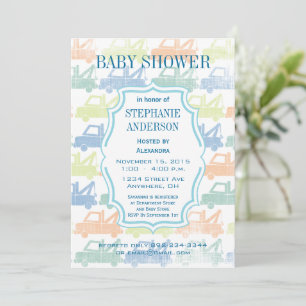 Modern Baby Boy Tow Truck Shower Invitation
