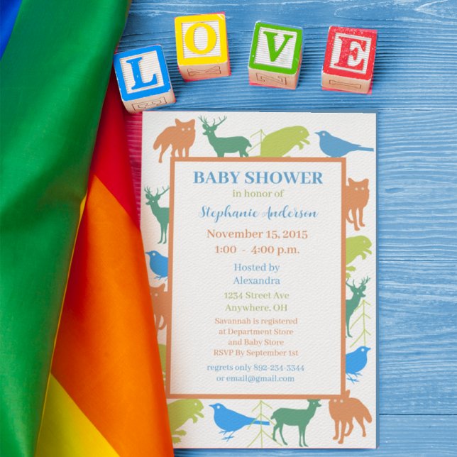 Modern Baby Boy Woodland Creatures Shower Invitation (Creator Uploaded)