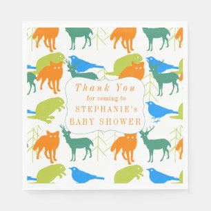 Modern Baby Boy Woodland Creatures Shower Napkin