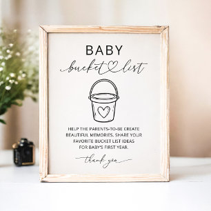 Modern Baby Bucket List Baby Shower Sign