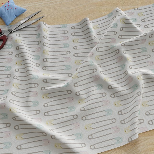 Modern Baby Diaper Pin Pattern Nursery Fabric (A fun pattern of baby diaper pins fabric perfect for your nursery)