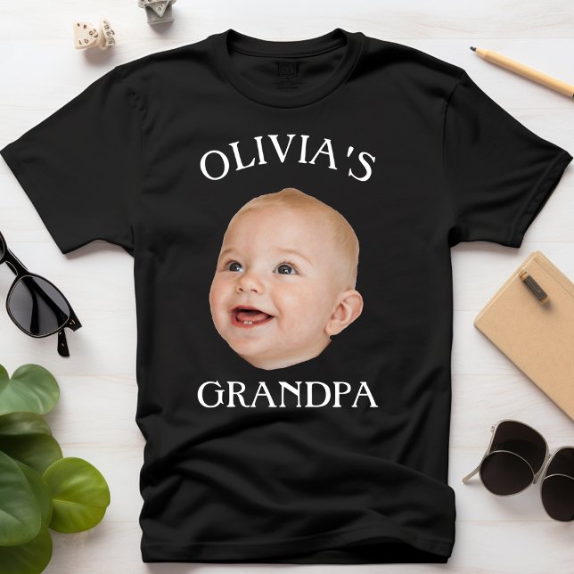 Modern Baby Face Personalised Child Photo Grandpa T-Shirt (Creator Uploaded)