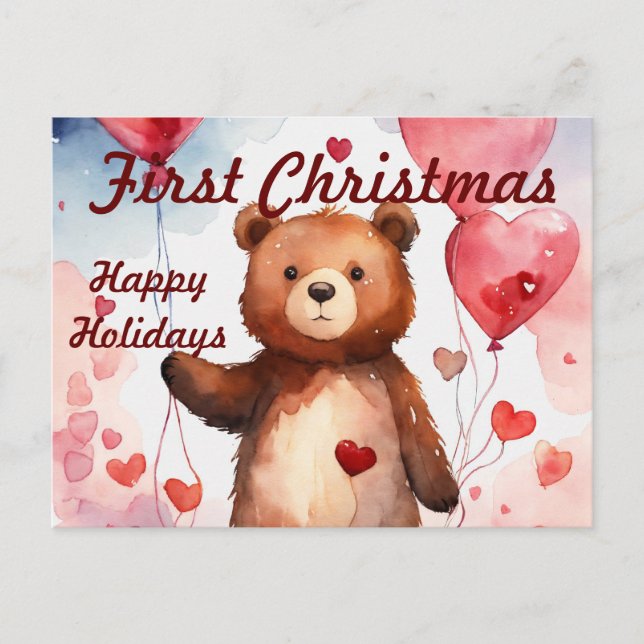 Modern Baby First Christmas Card (Front)